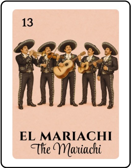 El Mariachi Bridal Shower Lotería card
