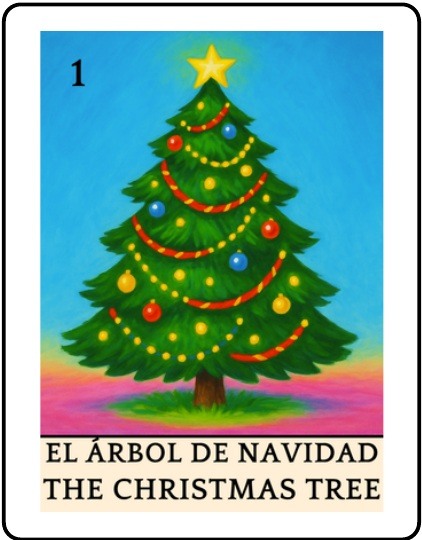 El Árbol de Navidad Latino Christmas Lotería card
