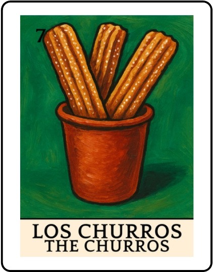 Los Churros Latino Christmas Lotería card