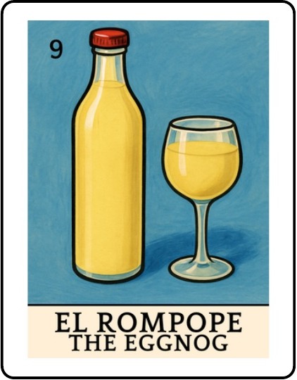 El Rompope Latino Christmas Lotería card