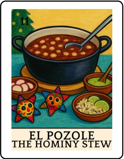 El Pozole Latino Christmas Lotería card