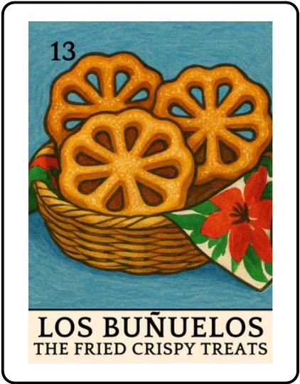 Los Buñuelos Latino Christmas Lotería card
