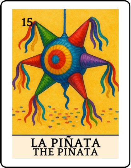 La Piñata Latino Christmas Lotería card