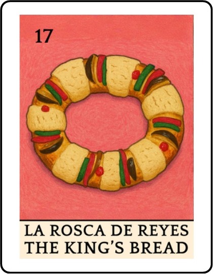 La Rosca de Reyes Latino Christmas Lotería card