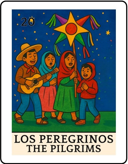 Los Peregrinos Latino Christmas Lotería card