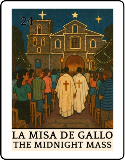 La Misa de Gallo Latino Christmas Lotería card