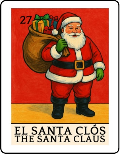 El Santa Clos Latino Christmas Lotería card