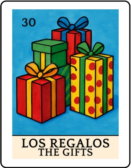 Los Regalos Latino Christmas Lotería card