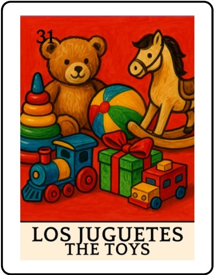 Los Juguetes Latino Christmas Lotería card