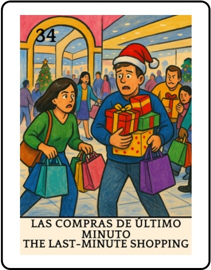Las Compras de Último Minuto Latino Christmas Lotería card