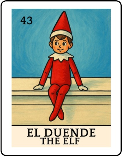 El Duende Latino Christmas Lotería card