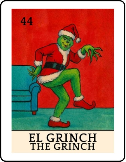 El Grinch Latino Christmas Lotería card