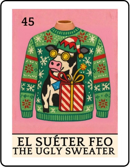 El Suéter Feo Latino Christmas Lotería card
