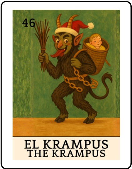 El Krampus Latino Christmas Lotería card