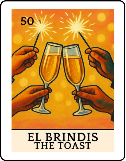 El Brindis Latino Christmas Lotería card
