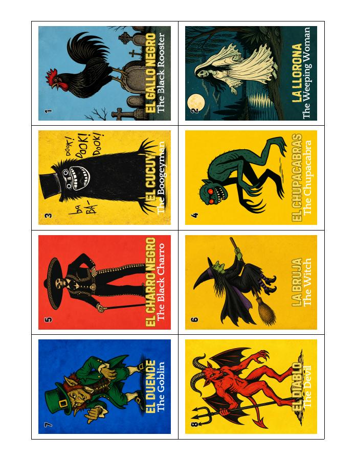 Cards 1–8 product Lotería card