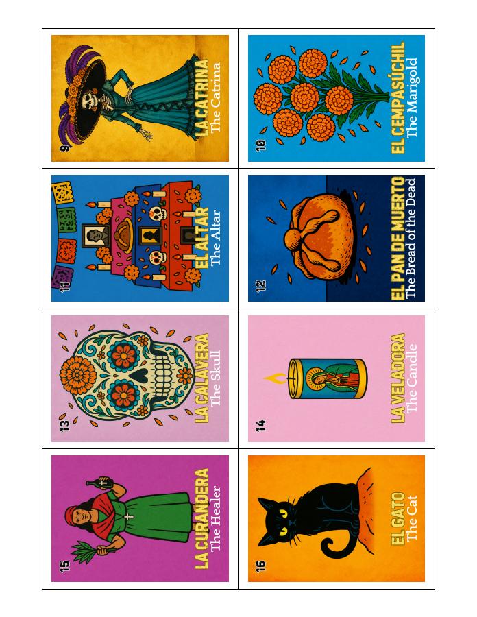 Cards 9–16 product Lotería card