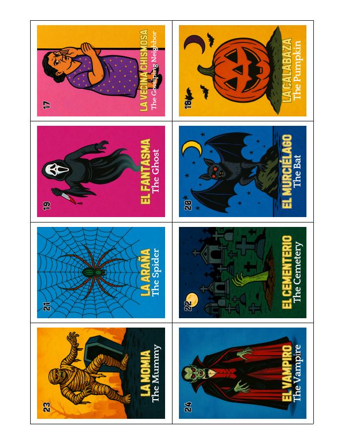 Cards 17–24 product Lotería card
