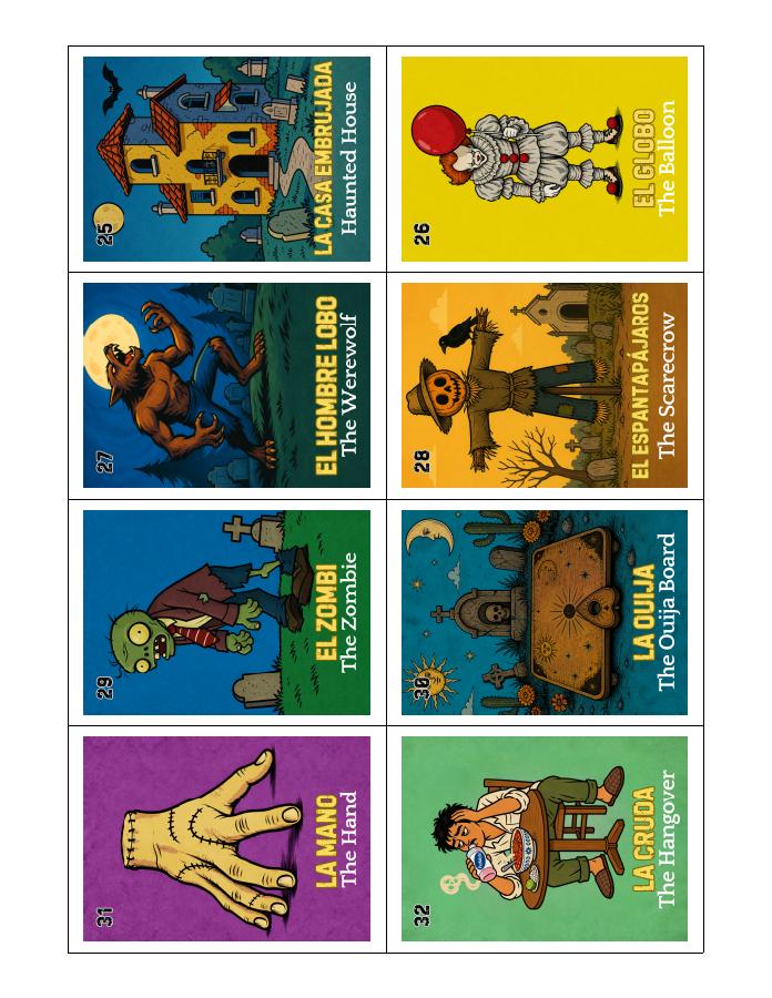 Cards 25–32 product Lotería card