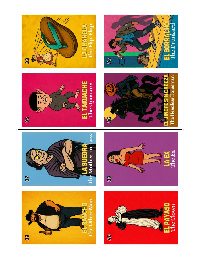 Cards 33–40 product Lotería card