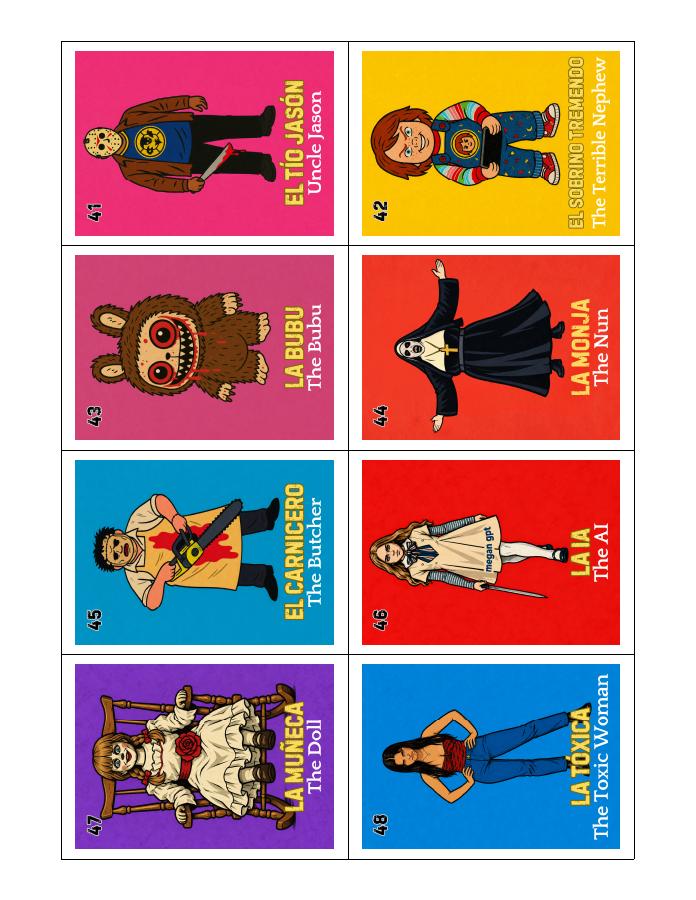 Cards 41–48 product Lotería card