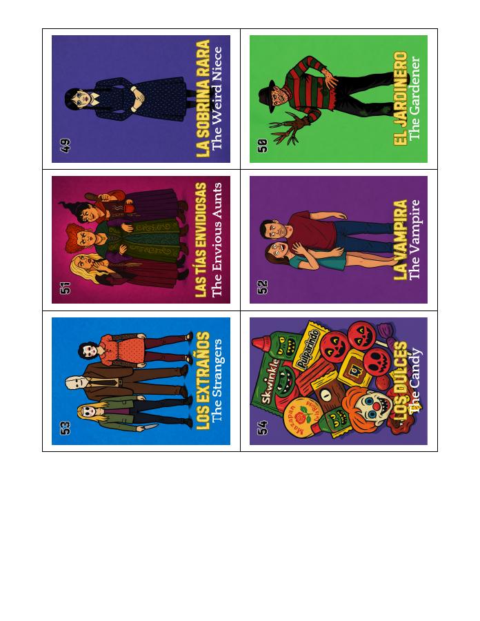 Cards 49–54 product Lotería card