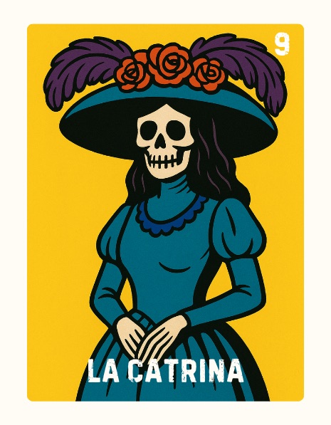 La Catrina Spooky Lotería card