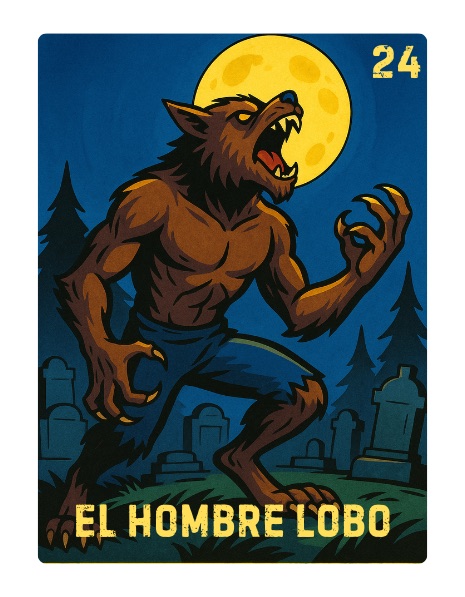 El Hombre Lobo Spooky Lotería card