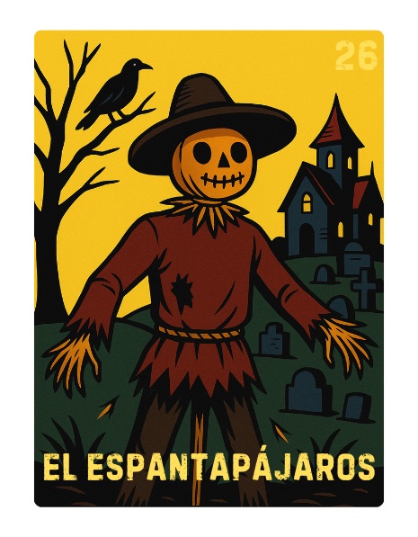 El Espantapájaros Spooky Lotería card