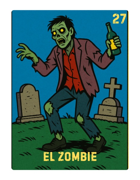 El Zombie Spooky Lotería card